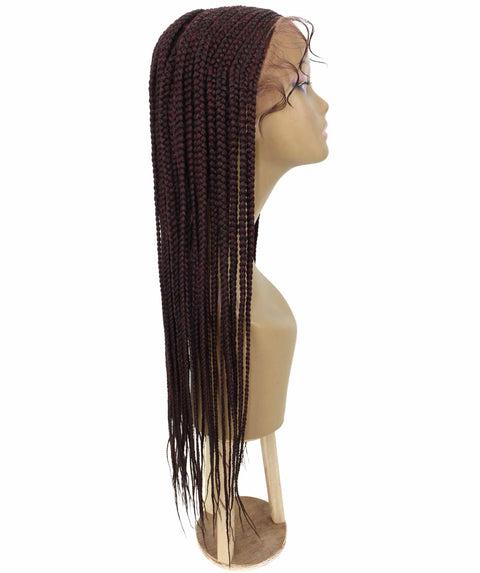 Aina Deep Red and Black Blend Cornrow Swiss Braided Wig 