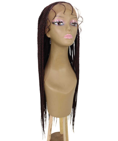 Aina Deep Red and Black Blend Cornrow Swiss Braided Wig 