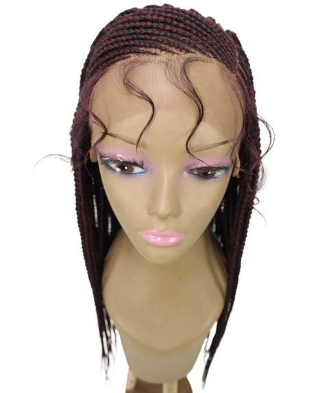 Aina Deep Red and Black Blend Cornrow Swiss Braided Wig 