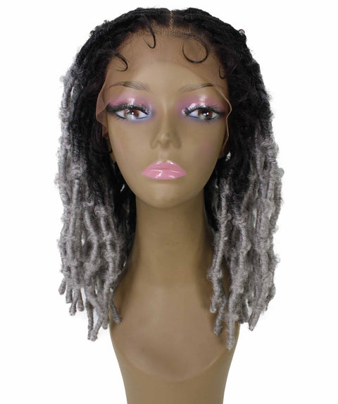 Ezelle light grey ombre Braided Lace Wig