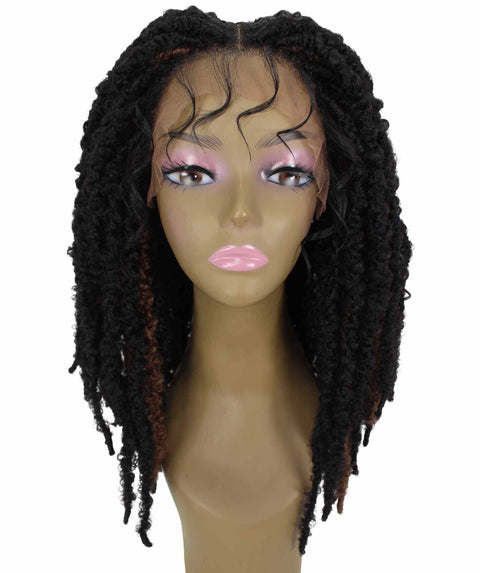 Vasuda Black and Brown Box Braids Lace Wig