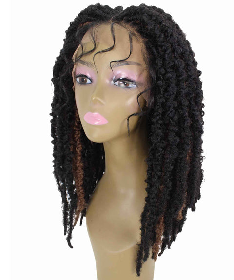 Vasuda Black and Brown Box Braids Lace Wig