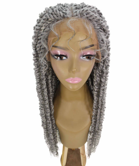 Esosa Light Grey Twisted Braid Synthetic Wig