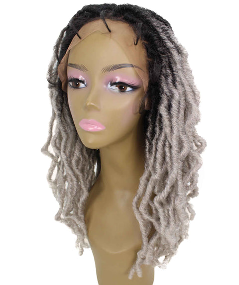 Dara Light Grey Ombre Box Braids Lace Wig
