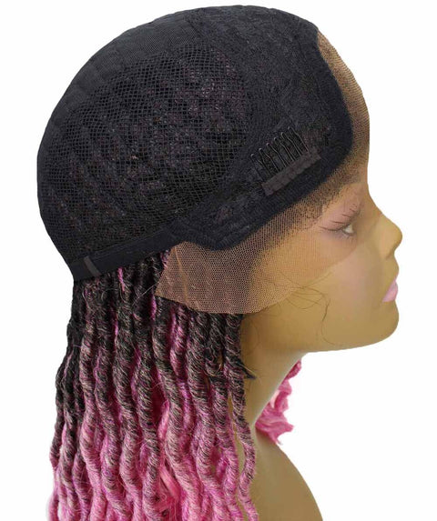 Andrea 25 Inch Dark Pink Ombre Bohemian Braid wig