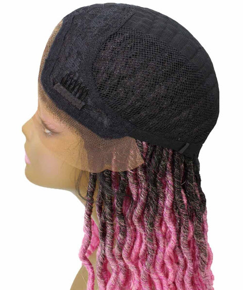 Andrea 25 Inch Dark Pink Ombre Bohemian Braid wig
