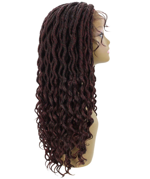 Andrea 25 Inch Deep Red and Black Blend Bohemian Braid wig