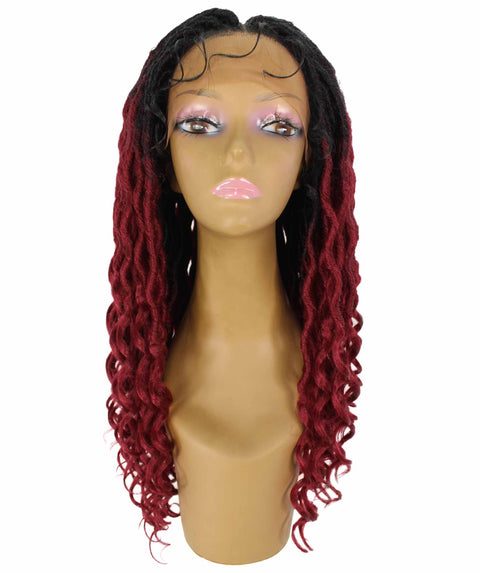 Andrea 25 Inch Burgundy Ombre Bohemian Braid wig