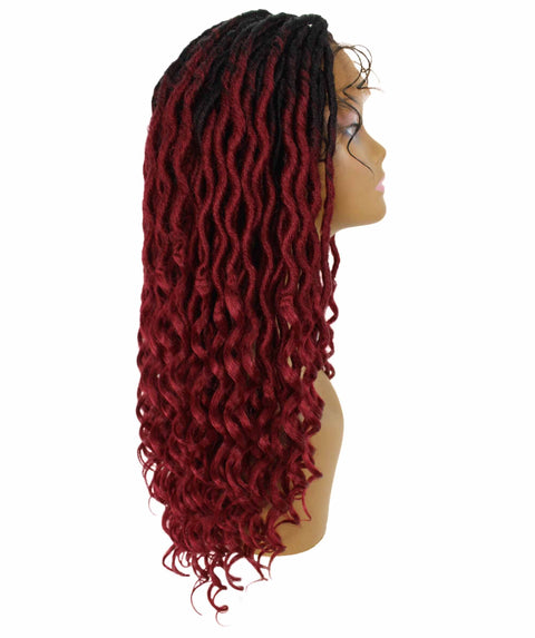 Andrea 25 Inch Burgundy Ombre Bohemian Braid wig