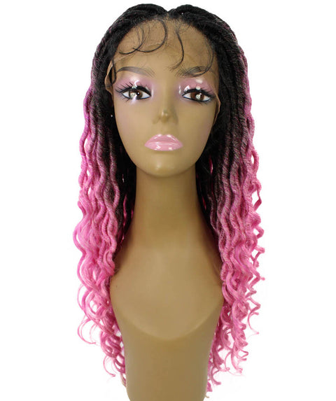 Andrea 15 Inch Dark Pink Ombre Bohemian Braid wig