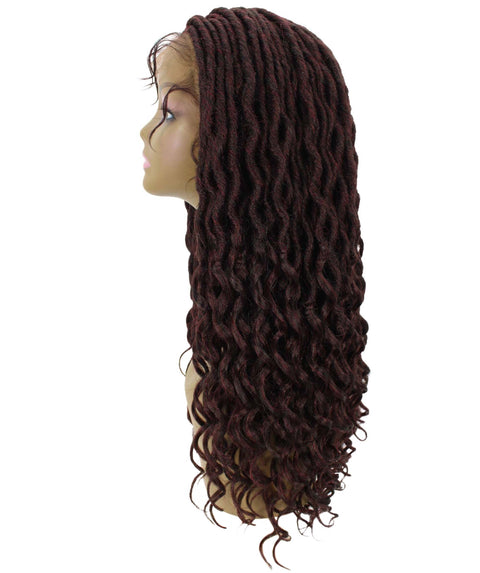 Andrea 19 Inch Deep Red and Black Blend Bohemian Braid wig