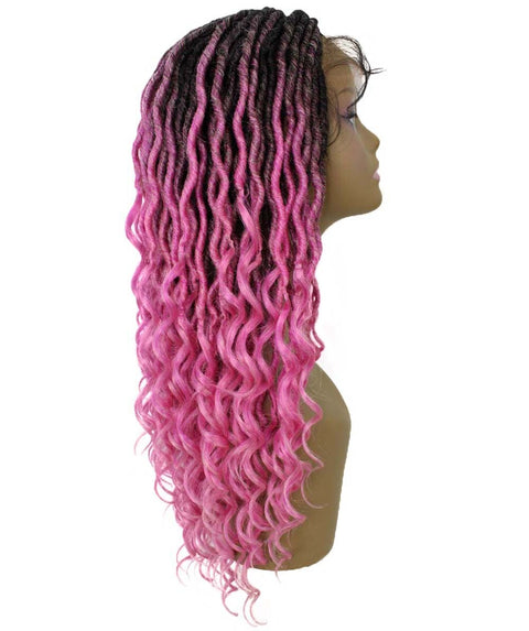 Andrea 19 Inch Dark Pink Ombre Bohemian Braid wig