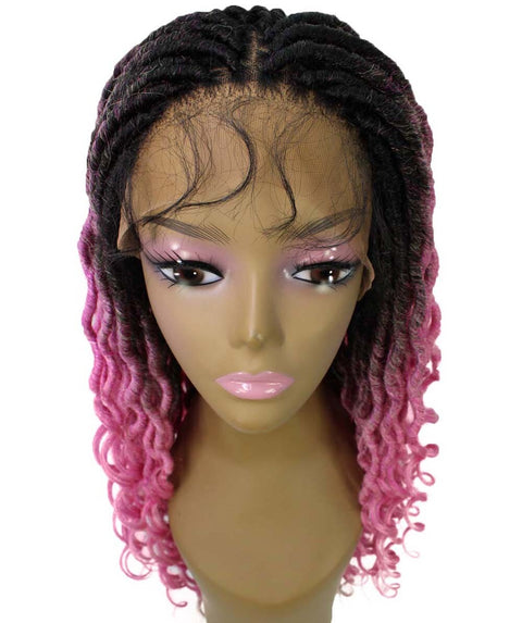 Andrea 19 Inch Dark Pink Ombre Bohemian Braid wig