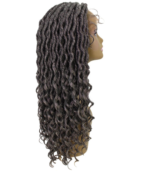 Andrea 19 Inch Charcoal Grey Brown Bohemian Braid wig