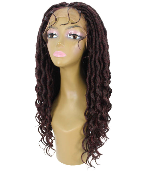 Andrea 22 Inch Deep Red and Black Blend Bohemian Braid wig