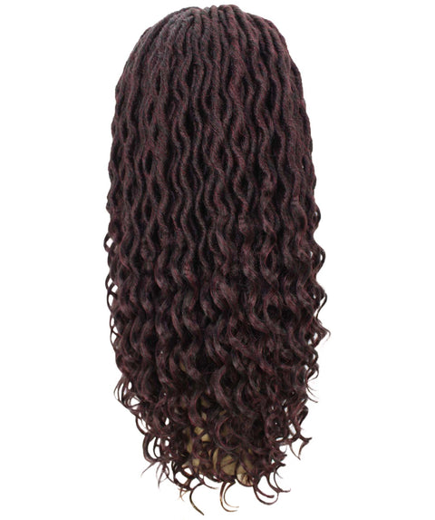 Andrea 22 Inch Deep Red and Black Blend Bohemian Braid wig