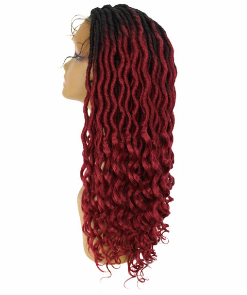 Andrea 22 Inch Burgundy Ombre Bohemian Braid wig