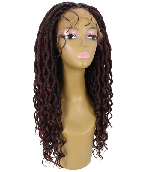 Andrea 31 Inch Deep Red and Black Blend Bohemian Braid wig