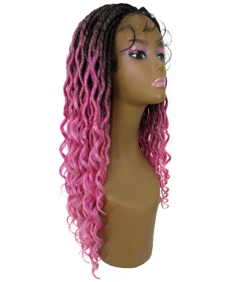 Andrea 31 Inch Dark Pink Ombre Bohemian Braid wig