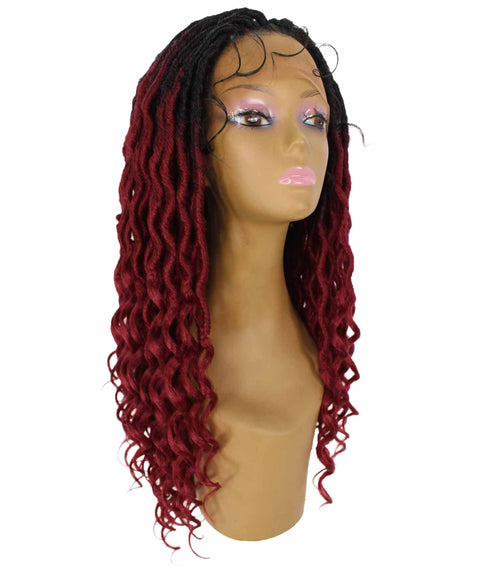Andrea 31 Inch Burgundy Omgre Bohemian Braid wig