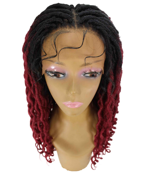 Andrea 31 Inch Burgundy Omgre Bohemian Braid wig