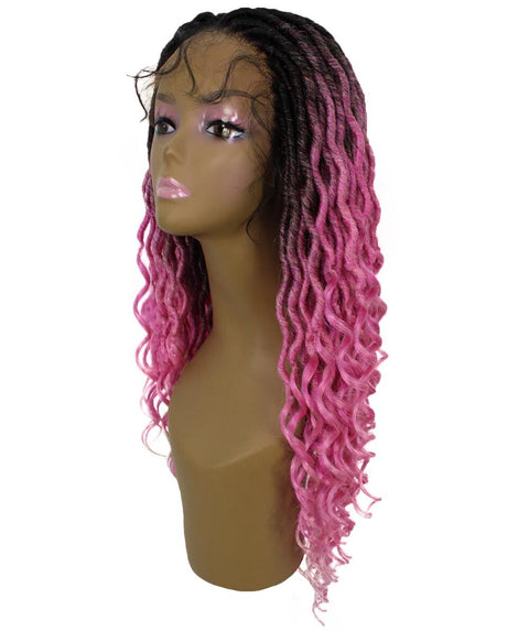 Andrea 37 Inch Dark Pink Ombre Bohemian Braid wig