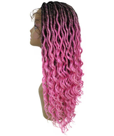 Andrea 37 Inch Dark Pink Ombre Bohemian Braid wig