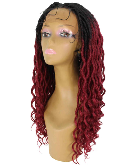 Andrea 37 Inch Burgundy Ombre Bohemian Braid wig