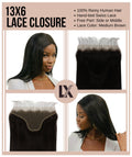 best natural black straight single virgin remy brazilian human hair closure 13x6 frontal hd lace baby hairs weaving crochet 8" 10" 12" 14" 16" 18" 20" 22" inch length