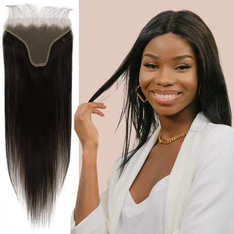 best natural black straight single virgin remy brazilian human hair closure 13x6 frontal hd lace baby hairs weaving crochet 8" 10" 12" 14" 16" 18" 20" 22" inch length