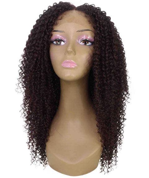 Ringlet swiss lace front wig  for black womeSerenity Deep Red and Black Blend Ringlet Lace Wign, curly lace front price in usa