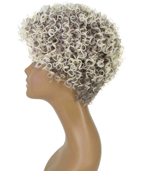 Vale 11 inch Gray with Light Blonde Afro Full Wig