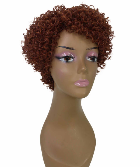 Vale 11 inch Brown with Copper Red Afro Full Wig