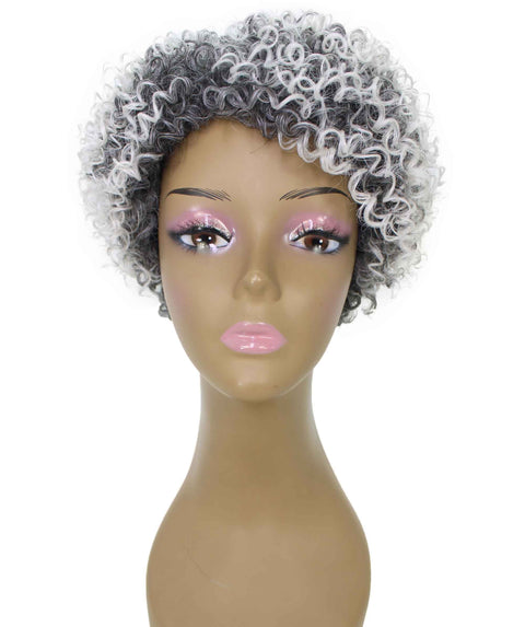 Vale 11 inch Gray with White Afro Full Wig