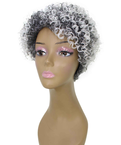 Vale 11 inch Gray with White Afro Full Wig