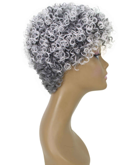 Vale 11 inch Gray with White Afro Full Wig