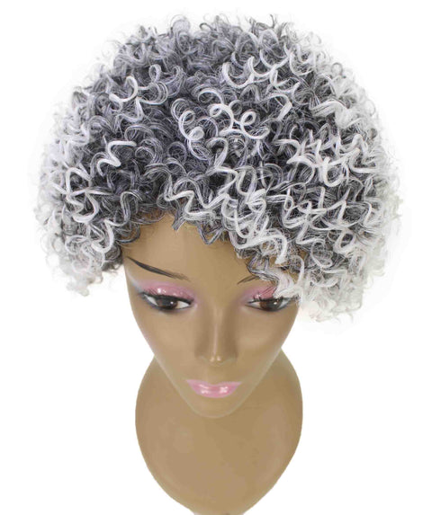Vale 11 inch Gray with White Afro Full Wig