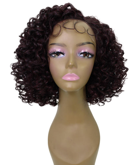 Nova Deep Red and Black Blend Trendy Curly Lace Wig