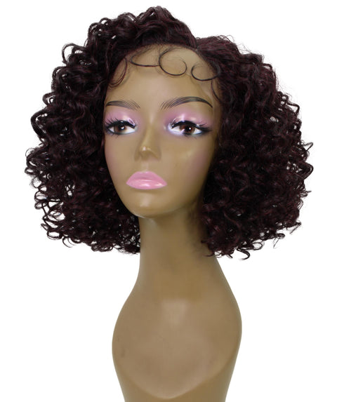 Nova Deep Red and Black Blend Trendy Curly Lace Wig