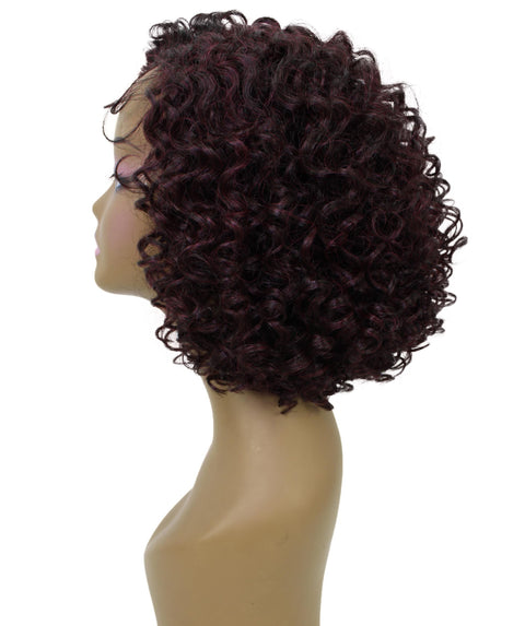 Nova Deep Red and Black Blend Trendy Curly Lace Wig