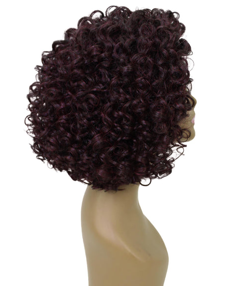 Nova Deep Red and Black Blend Trendy Curly Lace Wig