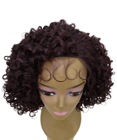 Nova Deep Red and Black Blend Trendy Curly Lace Wig