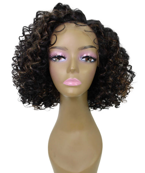 Nova Black with Golden Trendy Curly Lace Wig
