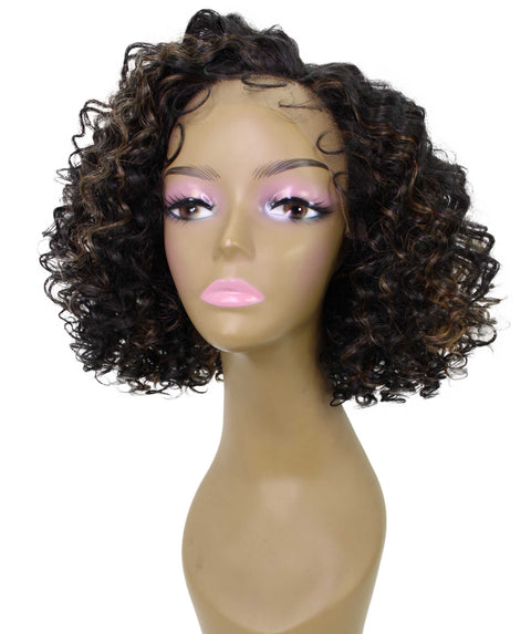 Nova Black with Golden Trendy Curly Lace Wig