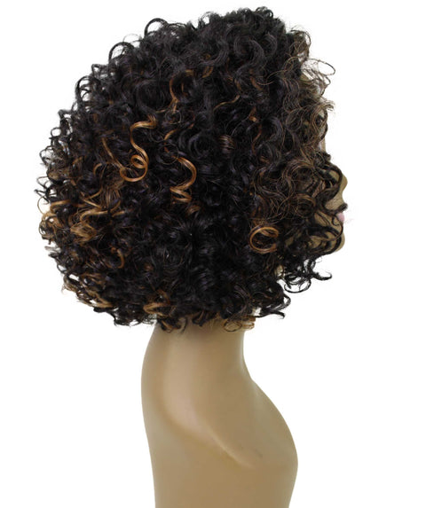 Nova Black with Golden Trendy Curly Lace Wig