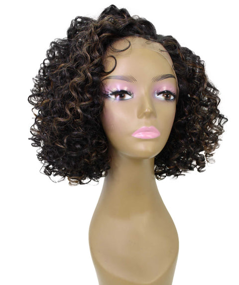 Nova Black with Golden Trendy Curly Lace Wig