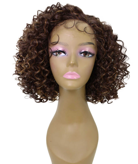 Nova Brown with Golden Trendy Curly Lace Wig