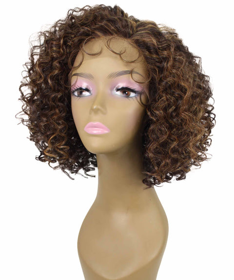 Nova Caramel Brown Blend Trendy Curly Lace Wig
