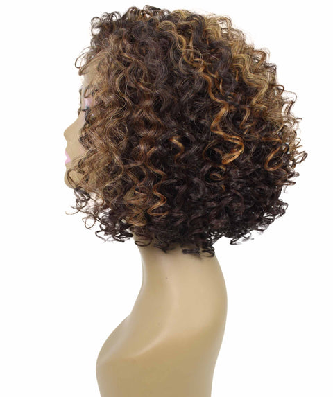 Nova Caramel Brown Blend Trendy Curly Lace Wig