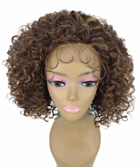Nova Caramel Brown Blend Trendy Curly Lace Wig